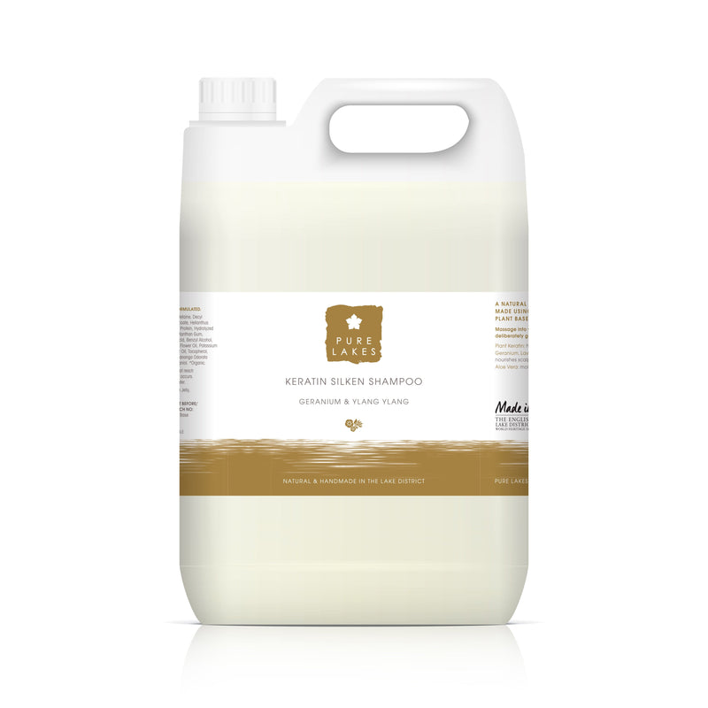 Geranium & Ylang Ylang Keratin Silken Shampoo 5 Litre Refill Pure Lakes 