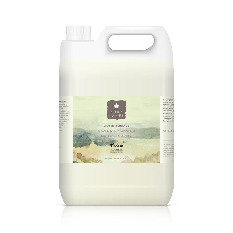 Sweet Basil & Orange Keratin Silken Shampoo 5 Litre Refill Pure Lakes 