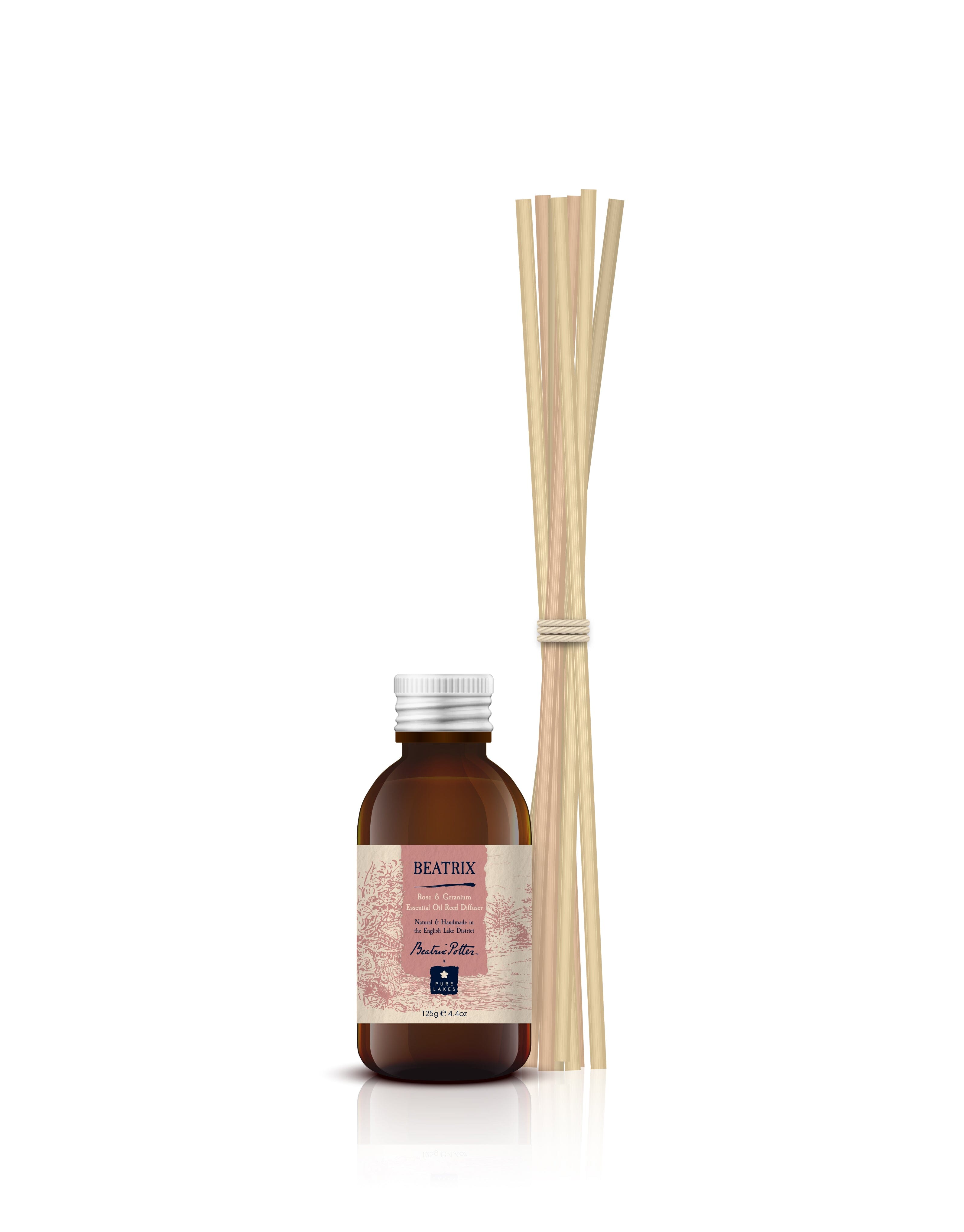 Essential Oil Reeds Essential Oil Reed Diffuser - BEATRIX Rose & Geranium – Pure Lakes