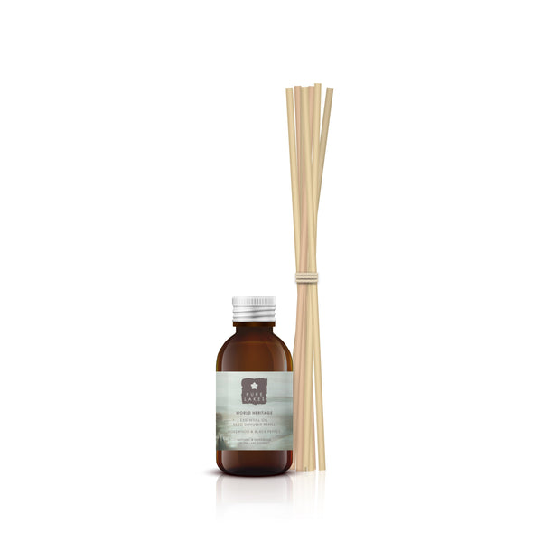 Essential Oil Reed Diffuser - World Heritage Rosewood & Black Pepper Diffuser Pure Lakes Skincare 