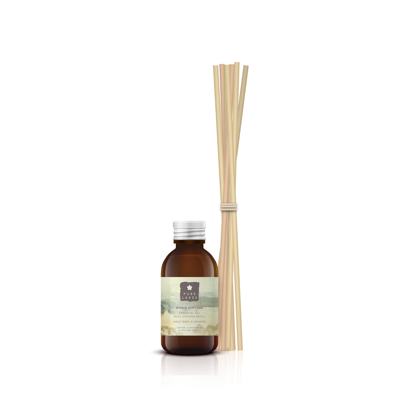 Essential Oil Reed Diffuser - World Heritage Sweet Basil & Orange Diffuser Pure Lakes Skincare 