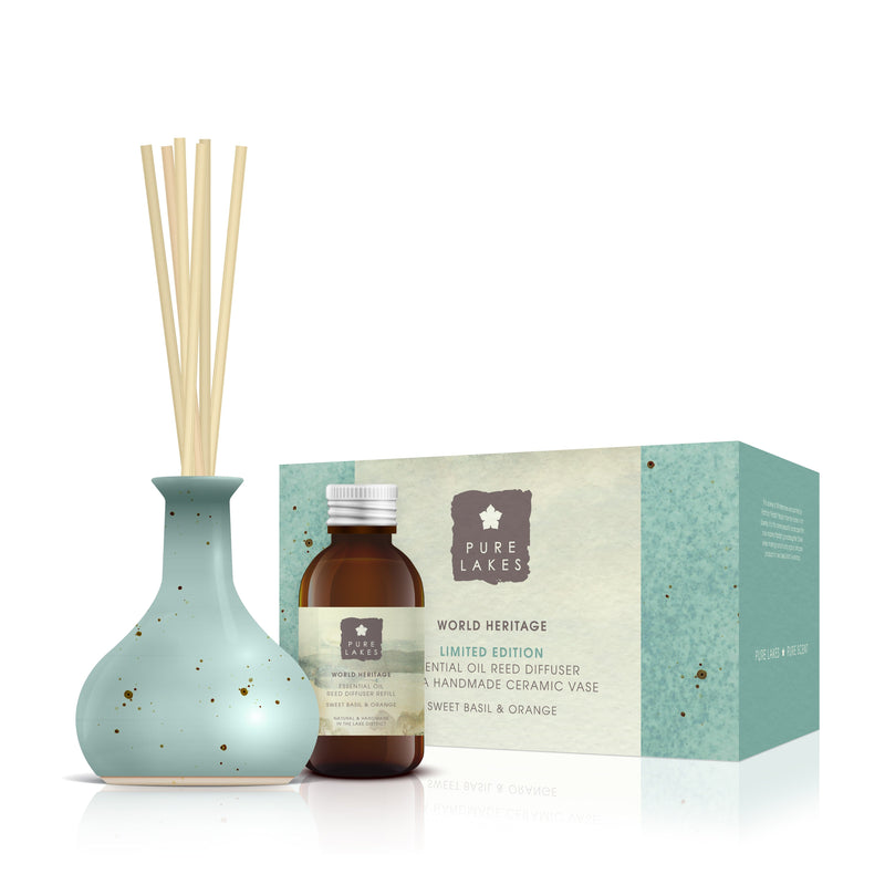 Limited Edition Essential Oil Reed Diffuser with a Handmade Ceramic Vase Pure Lakes Skincare 